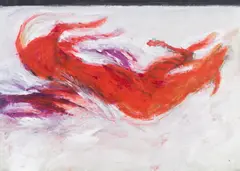 Hubert Berchtold, Toter Roter Hund, 1976, Mischtechnik auf Papier