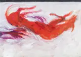 Hubert Berchtold, Toter Roter Hund, 1976, Mischtechnik auf Papier