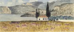Mediterrane Landschaft by Herbert Breiter, 1982, Mischtechnik auf Papier, sold Jan 2016