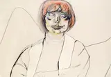 Karl Anton Fleck, Porträt Helga Vavrousek, 1973, Mischtechnik auf Papier; ungerahmt