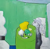 Fritz Fröhlich, Stillleben II, 1986, Mischtechnik auf Leinwand
