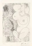 Pablo Picasso, Weiblicher Akt mit Voyeur, 1970, Radierung auf Papier