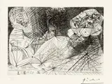 Pablo Picasso, Liegender weiblicher Akt, 1971, Radierung und Kaltnadel auf Papier
