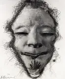 o.T. aus der Totenmaskenserie by Arnulf Rainer, 1978, Übermalte Fotografie, sold Jan 2016
