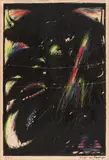 Arnulf Rainer, Hagen von Tronje (5. Blatt der Mappe Wahnhall), 1967, Handcolorierte Lithographie; Auflage: 3/96