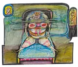 Franz Ringel, Tankstelle für die First Lady, 1975, Mischtechnik auf Papier; ungerahmt