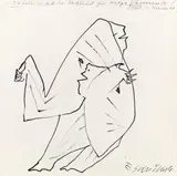 Ernst Skrička, Konvolut aus 4 Arbeiten:Die haun si a o!; Selbst Spüren;private Apokalypse II; Gespaltet u. Gekrümmt, Filzstift auf Papier, Tusche auf Papier; Druckgrafik (Probedruck); Tusche auf Papier; alle ungerahmt