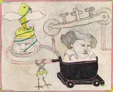 Peter Sengl, Kleinste Kreuzigung, 1972, Mischtechnik auf Platte