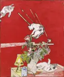 Peter Sengl, Meine Katze mit anderen bewerfen, 1985, Öl auf Leinwand