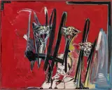 Peter Sengl, Dreirot, 1987, Öl auf Leinwand