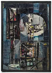Hans Staudacher, Vision, 1957, Öl auf Platte