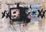 Dunkle Insel im Blau by Hans Staudacher, 1967-1970, Mischtechnik auf Papier; ungerahmt, sold Jan 2016