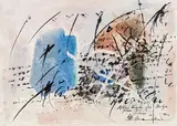 o.T. by Hans Staudacher, 1976, Mischtechnik auf Papier; ungerahmt, sold Jan 2016