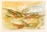 Ferdinand Stransky, Landschaft / Rückseitige Figurenstudie, 1975, Pastell auf Papier; Rückseitig: Bleistift auf Papier; ungerahmt