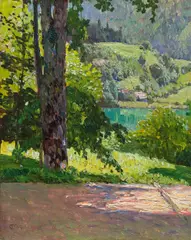 Carl Moll, View from Villa Billroth on Wolfgangsee, 1901, oil on panel