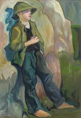 Bertold Löffler, Standing boy, c. 1920, oil on canvas