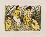 Otto Mueller, Auffindung des Moses, c. 1920, colour lithograph on paper