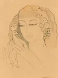 Lado Gudiashvili, Woman wit deer, 1970, mixed media on paper