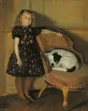 Leo Delitz, Girl with a dog, ca. 1925, oil on canvas