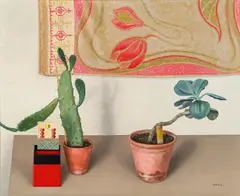 Rudolf Wacker, Stilleben mit Fettpflanze, 1931, oil on plywood panel