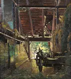 Josef Stoitzner, Hayloft in St. Gilgen, 1920, oil on canvas