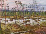 Werner Berg, Mittsommernacht in Lappland, 1944, oil on canvas