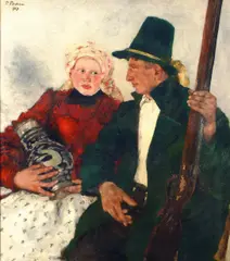Paul Mathias Padua, Marksman from Tölz  with country girl, 1927, oil on cardboard