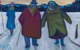 Werner Berg, Bauernpaar bei Glatteis, 1975, oil on canvas