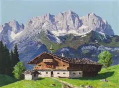 Wilder Kaiser by Karl Pancheri, oil on plywood panel, sold Nov 2015