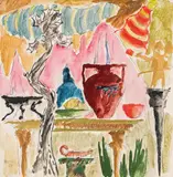 Max Weiler, Study: Roman camp Veldidena, 1954, egg tempera and pencil on paper