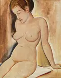 Georg Philipp Wörlen, Sitting female nude, 1925, oil on cardboard