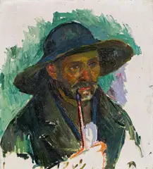 Felix Esterl, Alter Mann mit Pfeife, c. 1926, oil on canvas