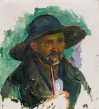 Felix Esterl, Alter Mann mit Pfeife, c. 1926, oil on canvas