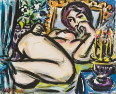 Helmut Arnez, Nude with candlestick, 1979, oil on canvas