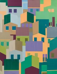 Dachlandschaft by Hubert Schmalix, 1995, oil on canvas, sold Nov 2015