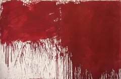 Hermann Nitsch, Schüttbild (16. Malaktion), 1983, dispersion on jute