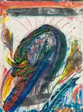 Franz Ringel, Der Denker, 1989, mixed media on paper