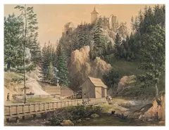 Jakob Gauermann, Castle ruins Gutenstein, watercolour on paper