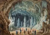 Thomas Ender, Column of St. Stephen in the Grotto of Adelsberg, watercolour on paper