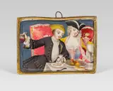 Amorous couple at the table by circle of Karl Gustav Klingstedt, miniature painting on ivory, offered Nov 2015