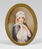 Louis Moser, Portrait Lydia Andrimont (mistress of Napoleon III.), 1871, miniature painting on ivory
