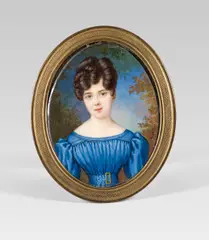 Lady in blue dress by Pierre Charles Cior, miniature painting on ivory, sold Nov 2015