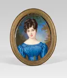 Pierre Charles Cior, Lady in blue dress, miniature painting on ivory