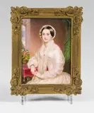Alois von Anreiter, Lady with roses in her hair, 1850, miniature painting on ivory