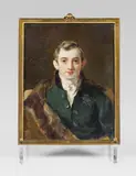 Yound gentleman in a fur coat by circle of Sir William Charles Ross, miniature painting on ivory, sold Nov 2015