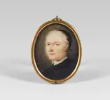 Abbé in a black habit by circle of Josef Kreutzinger, miniature painting on ivory, offered Nov 2015