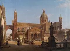 Guillaume Meyer, View of the cathedral of Palermo, 1845, oil on canvas