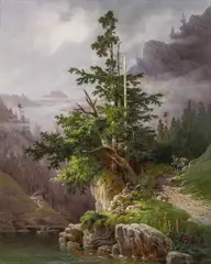 Anton Altmann, Mountain landscape, oil on canvas