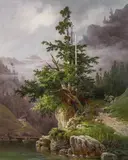 Anton Altmann, Mountain landscape, oil on canvas