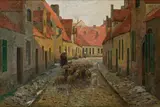 Adolf Kaufmann, Street in Bruges, 1912, oil on canvas